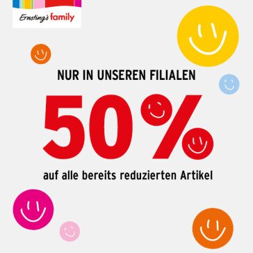 Bei Ernsting’s family gibt es 50 % auf bereits reduzierte Artikel.
