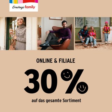 Ernsting's family: 30 % Rabatt auf das gesamte Sortiment
