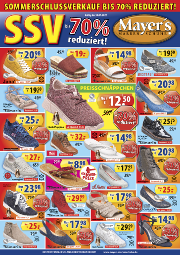 Mayer's Markenschuhe Sommerschlussverkauf Prospekt