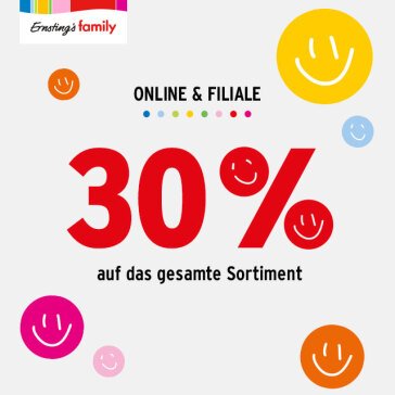 30 % Rabatt auf das gesamte Sortiment bei Ernsting's family