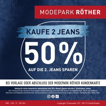 50% Rabatt bei Modepark Röther